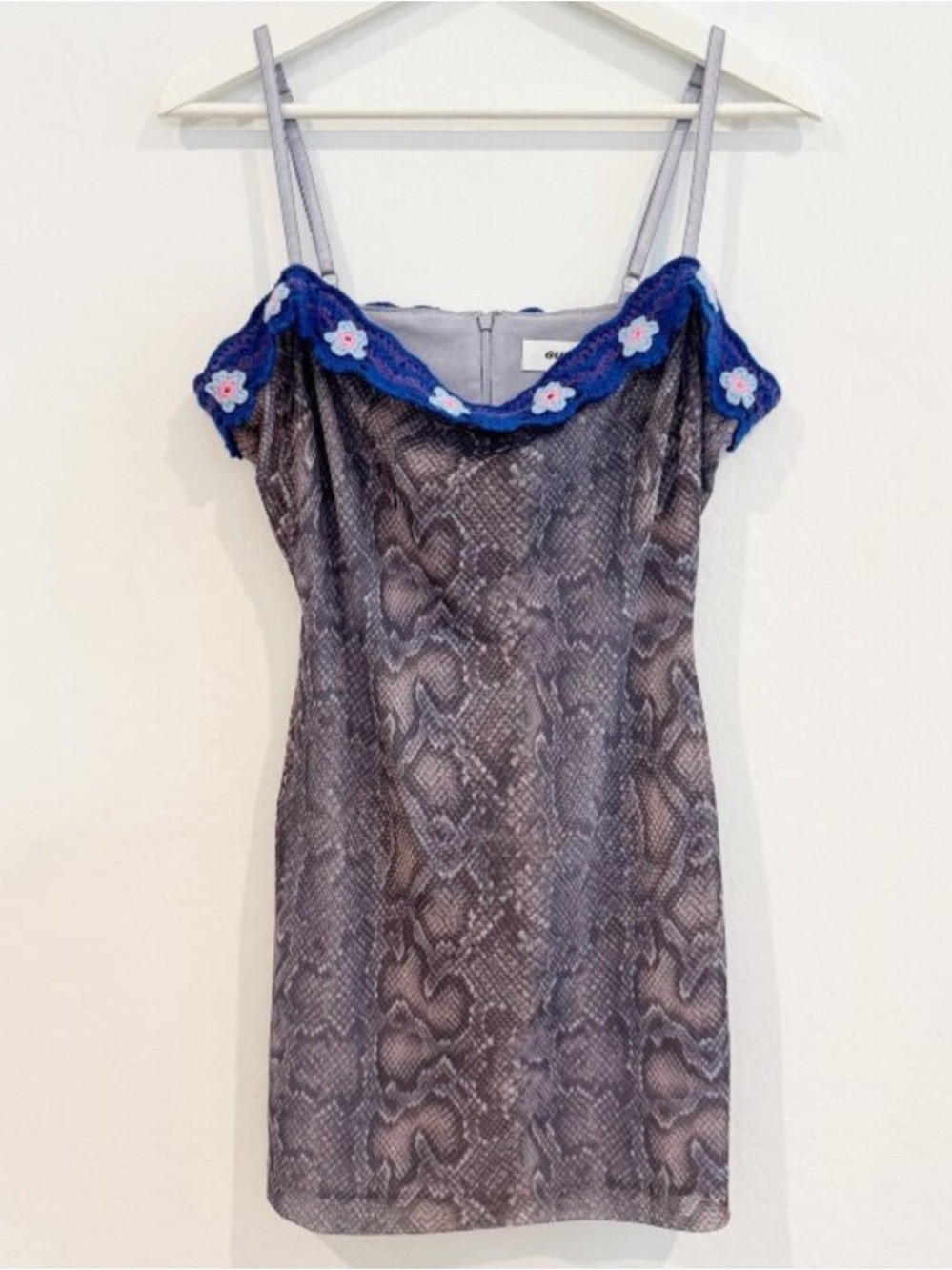 Danielle Guizio Mesh Crochet‎ Floral Bodycon Snake Mini Dress Club Party Large